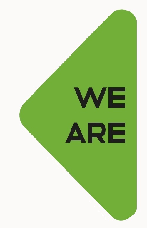 A green arrow with "we are" words