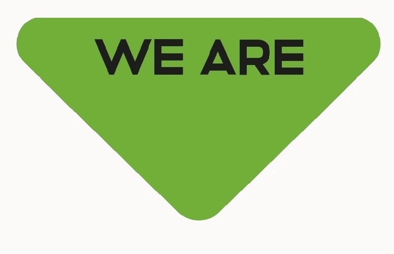 A green arrow with "we are" words