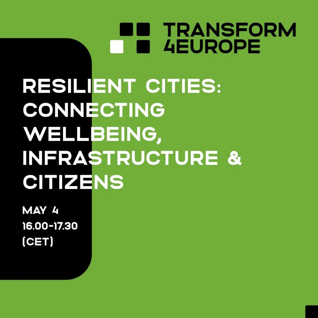 A graphic: Resilient Cities: connecting wellbeing, infrastructure and Citizens May 4 16.00-17.30