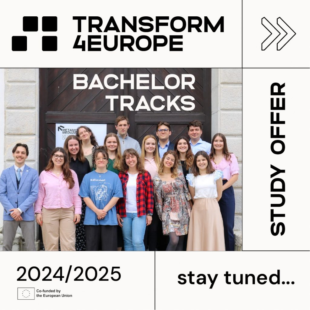 Bachelor Tracks offer graphic with smiling people