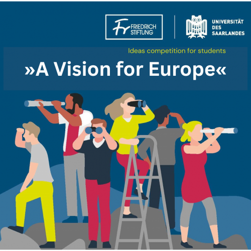 A graphic featuring drawings of people looking through a spyglass with a text: A Vision for Europe