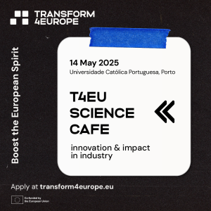 Graphics promoting T4EU Science Café on Innovation