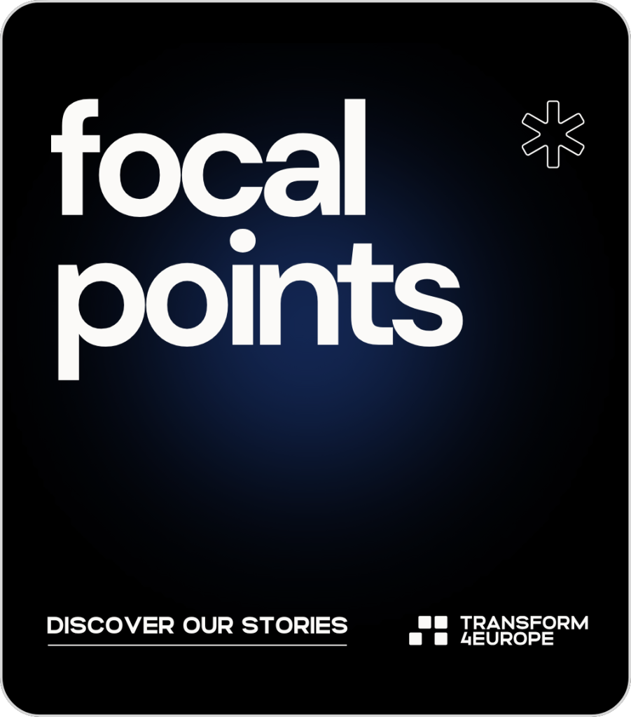 A graphic with words: focal points, discover our stories