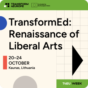 Graphic with text: TransformEd Renaissance of Liberal Arts 20-24 October, Kaunas, Lithuania