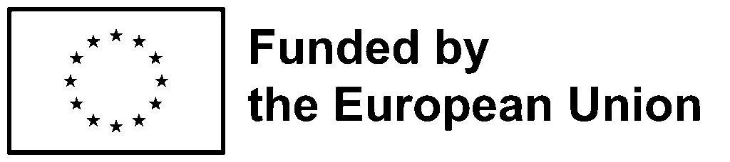 A rectangle with a circle of twelve stars and the words Funded by the European Union in bold black text to the right of the stars.